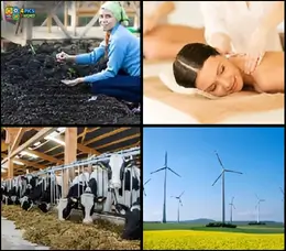 4 Pics 1 Word Level 47 Answer with renewable energy and farming scenes