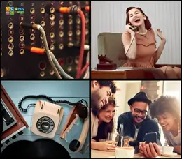 4 Pics 1 Word Level 66 gameplay with a phone switchboard, a woman on a vintage phone, and friends with a smartphone.