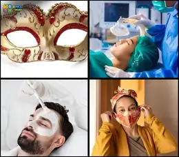 4 Pics 1 Word Level 67 Answer with mask themed pictures