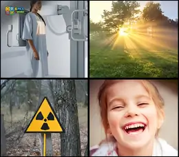4 Pics 1 Word Level 72 Answer - Microwave, Sun, Radiator, Hazmat Suit, Radiation Sign, Happy Girl