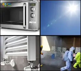4 Pics 1 Word Level 72 - Microwave, Sun, Radiator, Hazmat Suit, Radiation Sign, Happy Girl Solution